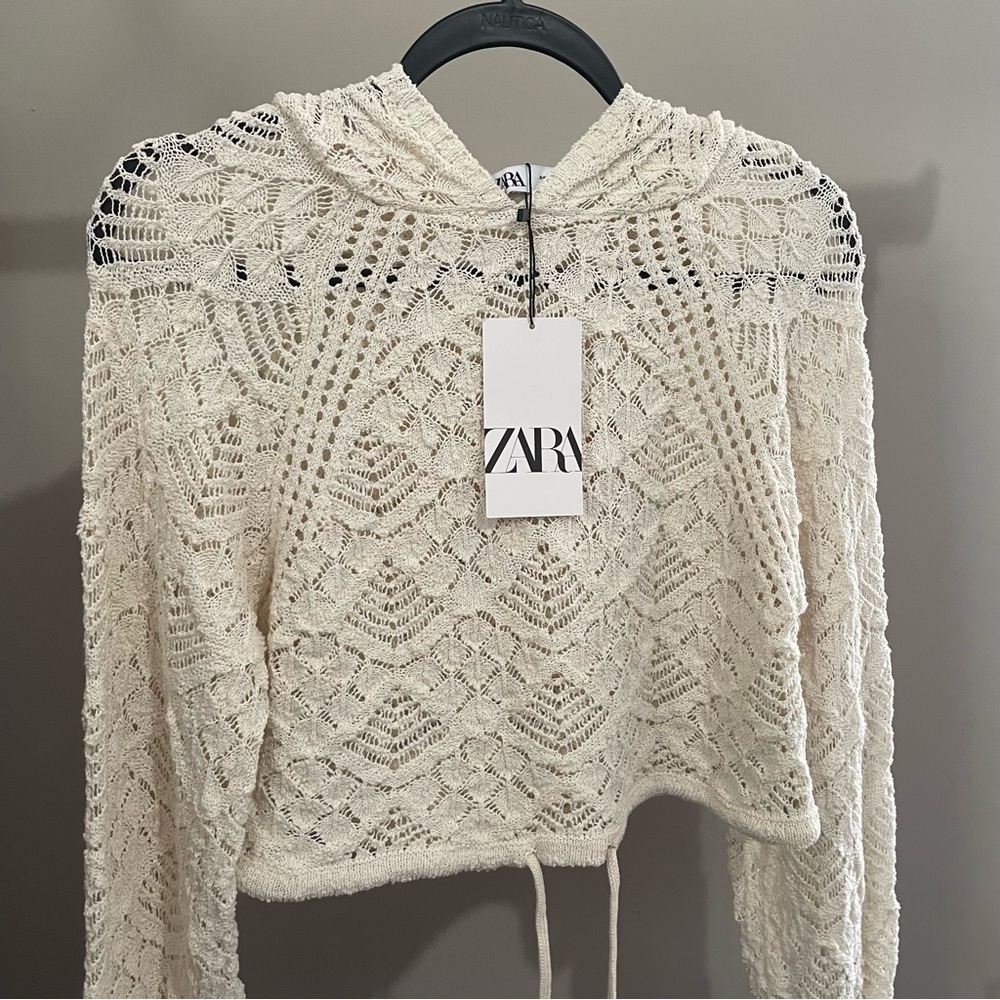 ZARA Crochet Hoodie Cover Up